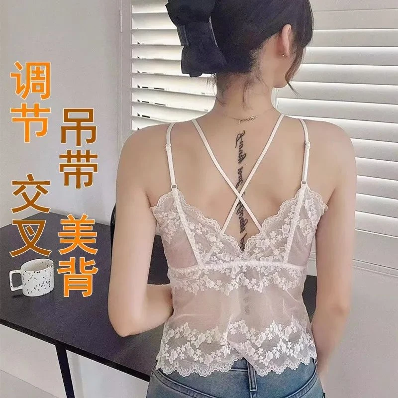 薄款透气蕾丝小吊带美背抹胸内搭可外穿网红无钢圈大码打底衫内衣