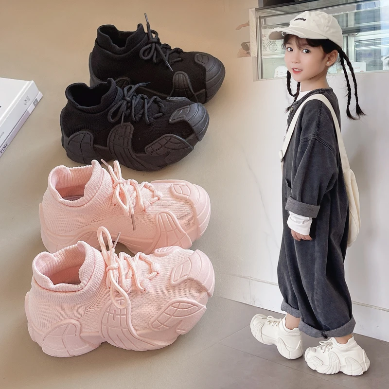 儿童飞织运动鞋2024秋季新款时尚男女童休闲鞋中帮学生鞋子X622