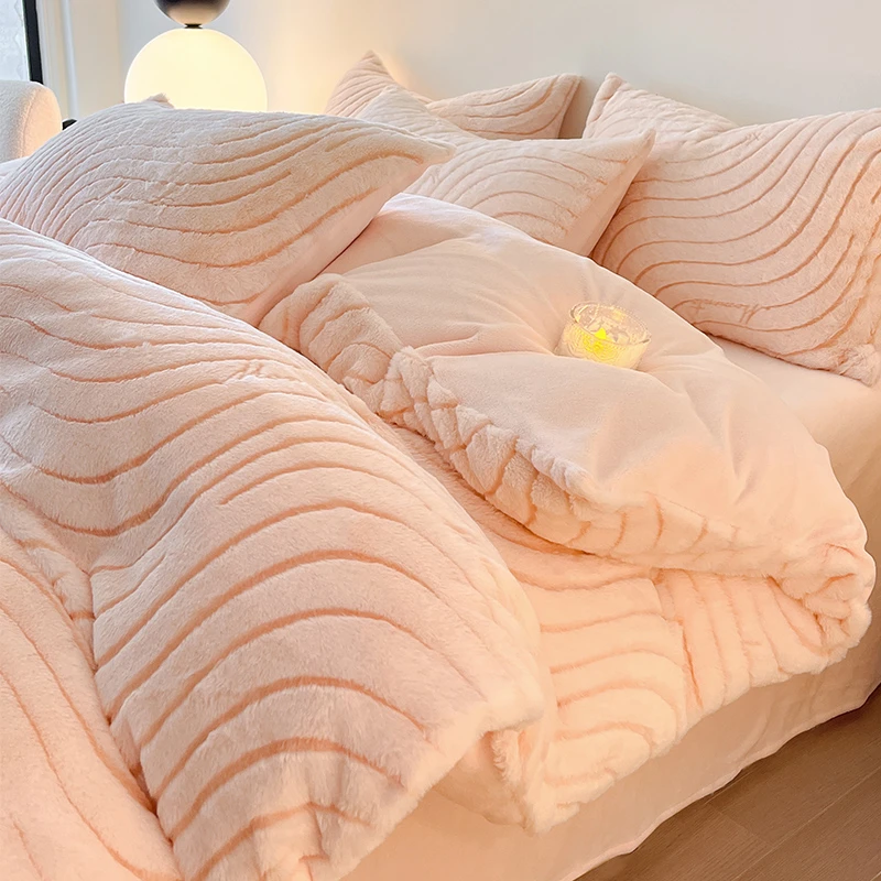 牛奶绒床上四件套加厚珊瑚绒双面加绒被套法兰绒床单三件套冬天款