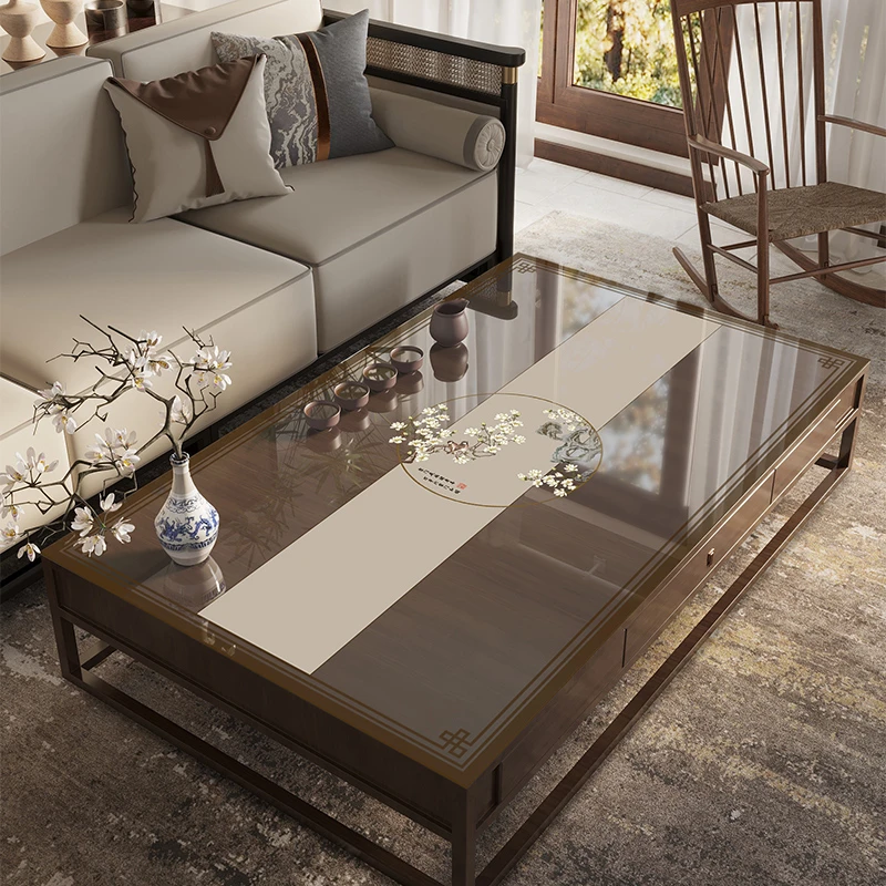 新中式pvc桌垫防水防油防烫免洗中国风印花茶几桌布透明餐桌垫子