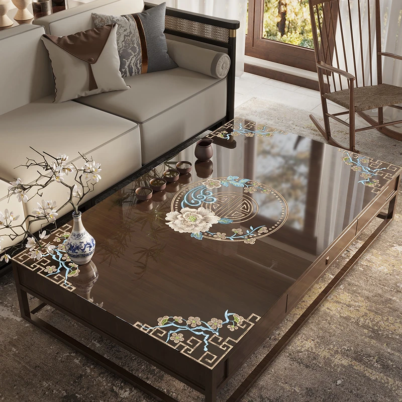 桌垫茶几专用桌布透明印花pvc软玻璃防水防油免洗防烫新中式