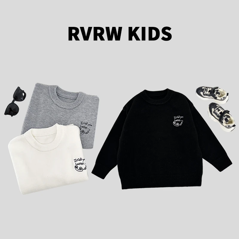 冬季童装潮酷时尚洋气百搭舒适男儿童简约纯色小孩毛衣 DY-YM079