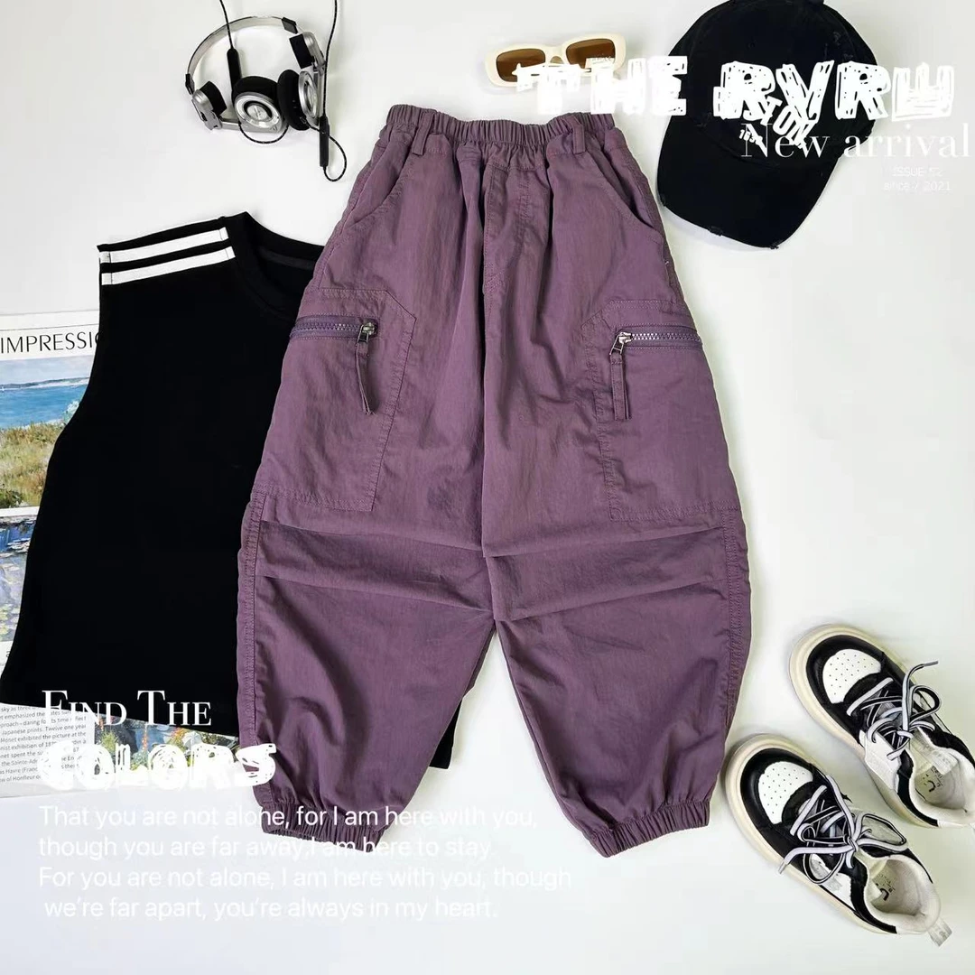 【提子果果】潮流百搭工装裤紫色潮酷儿童春季童装长裤 CK-JT158