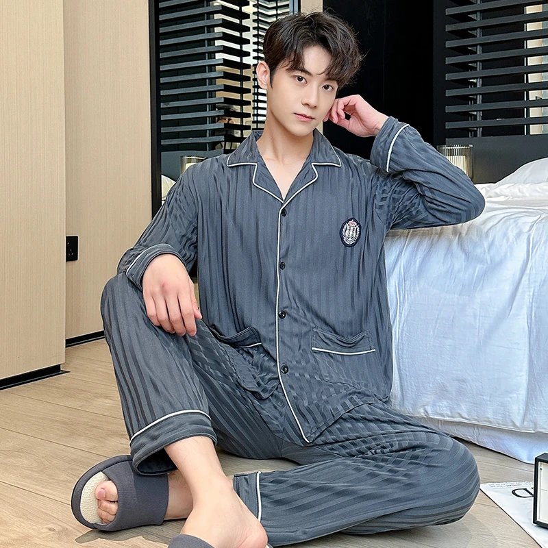 睡衣男士春秋款季卡通青少年2024新款长袖宽松加大加肥家居服套装