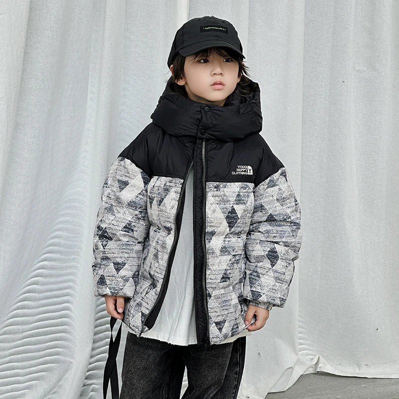 呦奇正品2024冬季新款90白鸭绒迷彩加厚时尚童装羽绒服U226012
