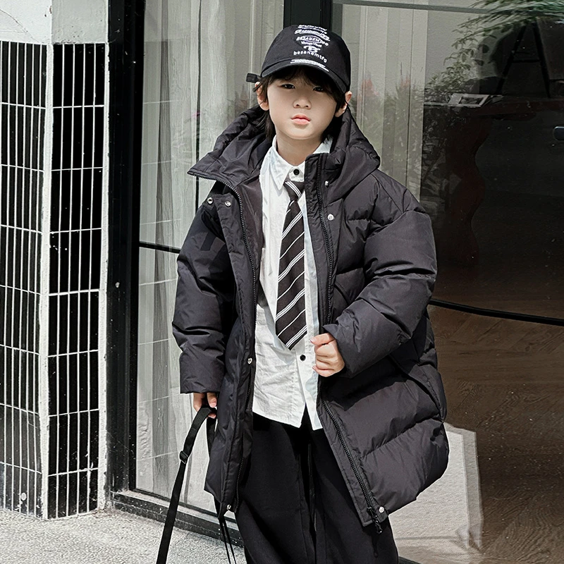 呦奇正品2024新款童装羽绒服90白鸭绒长款中大童U226016中长款厚