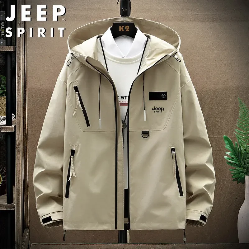 JEEPSPIRIT吉普冲锋衣男工装潮牌系户外休闲男装加绒加厚冲锋衣男