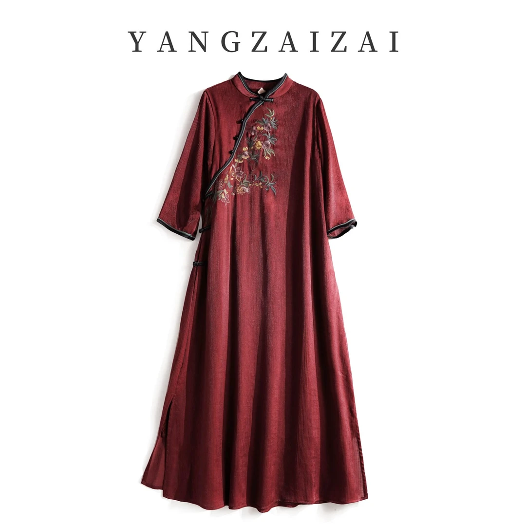 羊在在【花田喜事】旗袍连衣裙女新中式国风日常显瘦L24XL1082