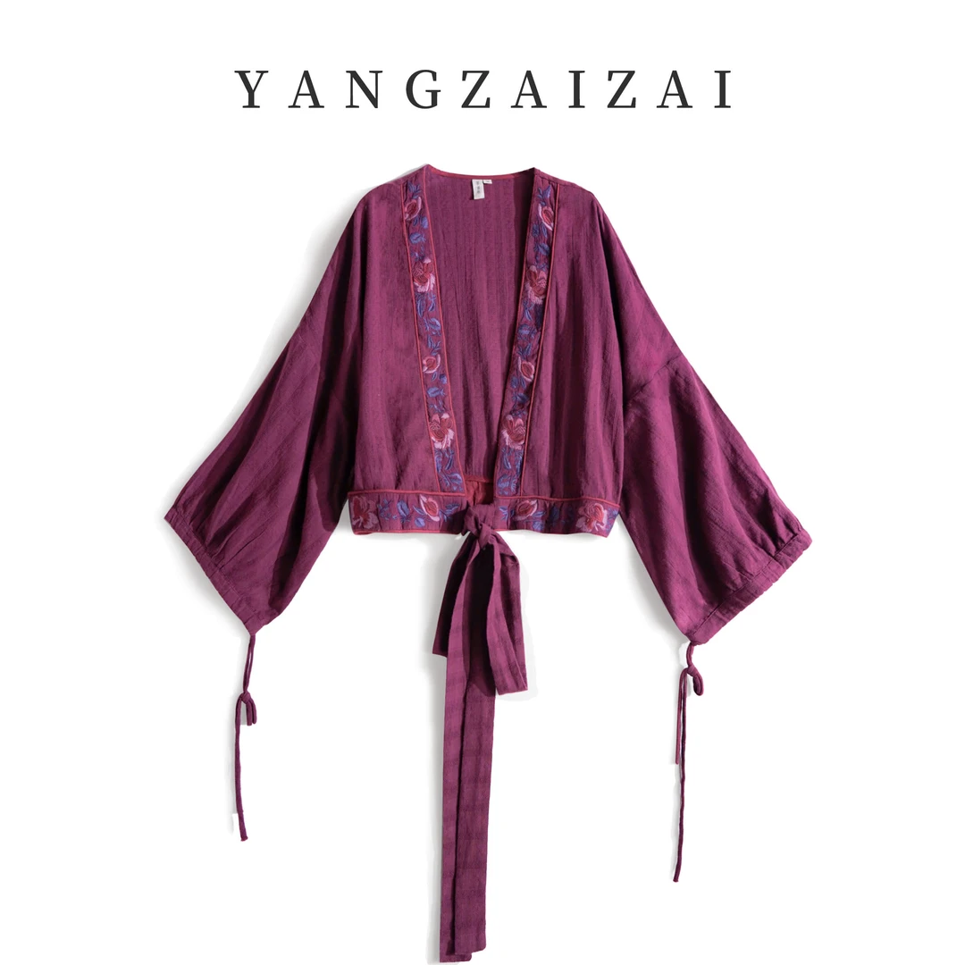 【羊在在】民族风国风中式气质款重工刺绣袖口抽绳开衫外套KS186