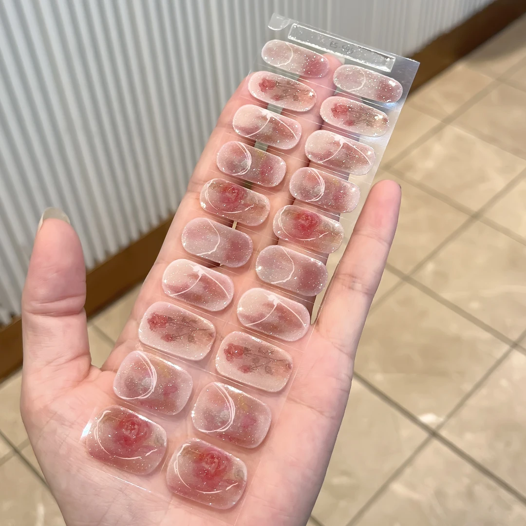 【ES595巴黎玫瑰】以粉丝为命名20指照灯变硬uv半固化凝胶美甲贴纸