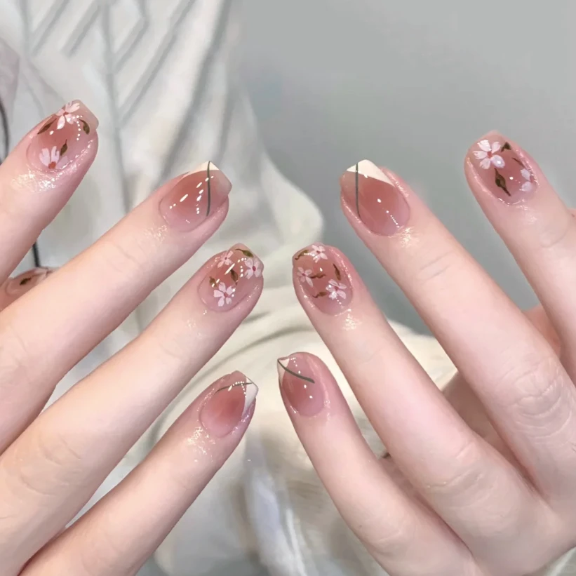 【ES670特价】20指照灯变硬的uv半固化凝胶美甲贴纸全贴半烤指甲贴