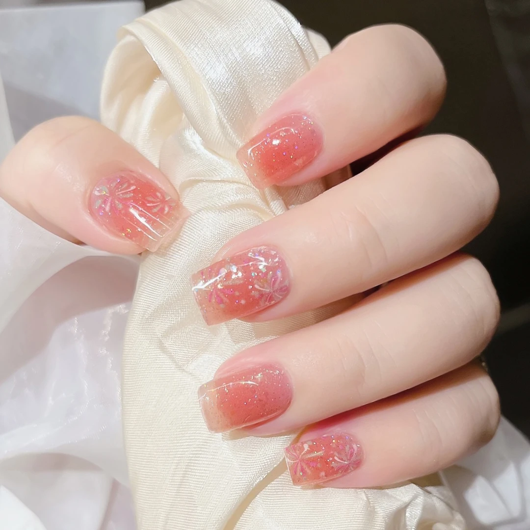 【ES275欧泊烟花】20指照灯变硬的uv半固化凝胶美甲贴纸全贴半烤贴