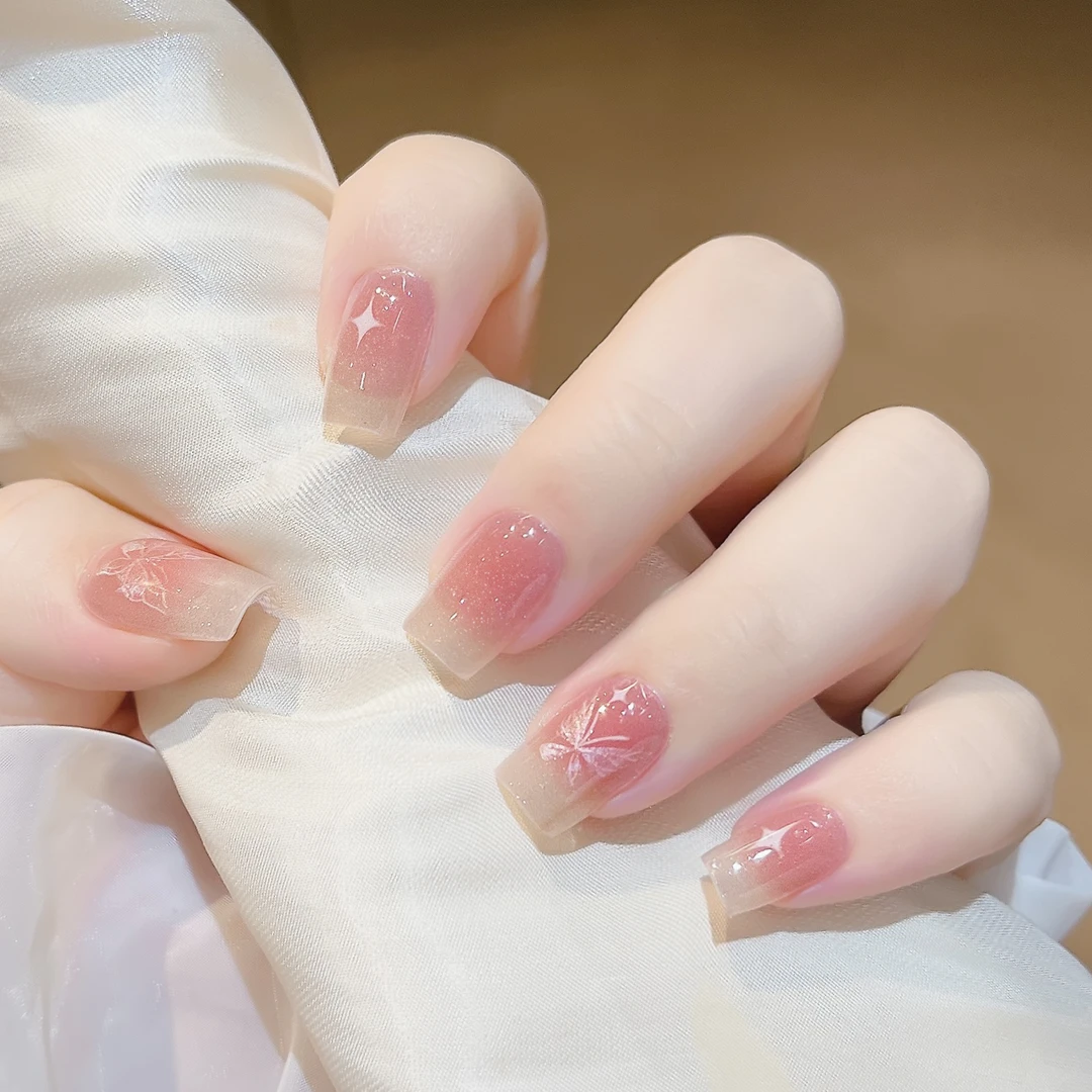 【ES685】20指照灯变硬的uv半固化凝胶美甲贴纸全贴半烤指甲贴纸