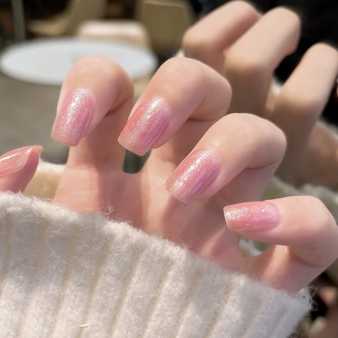 【ES599轻纱澜雪】以粉丝为命名20指照灯变硬uv半固化凝胶美甲贴纸