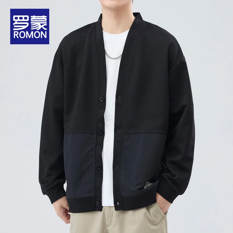 罗蒙秋冬款男士日系开衫卫衣2025新款秋季设计感时尚百搭上衣男款