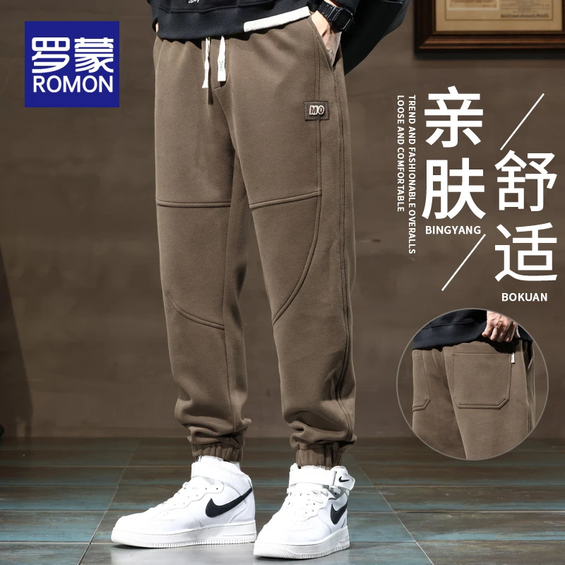 罗蒙男士潮牌工装休闲裤男新款宽松运动束脚卫裤秋冬哈伦裤子男款