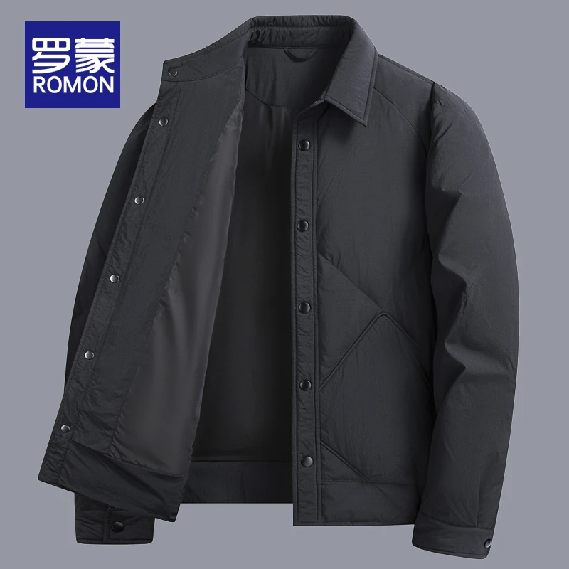 罗蒙男装外套羽绒服冬季休闲男士轻薄商务夹克男秋冬保暖男款衣服