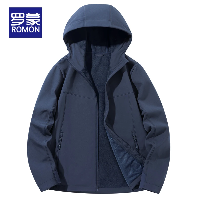 罗蒙男士连帽夹克2025新款春秋款休闲外套男春秋潮流百搭外套男款