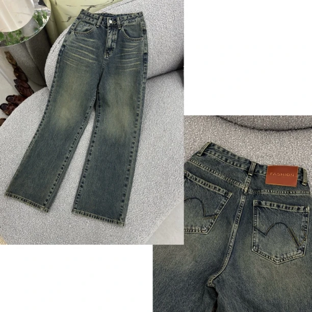 NO退NO换 S82420 百搭设计师做旧牛仔裤