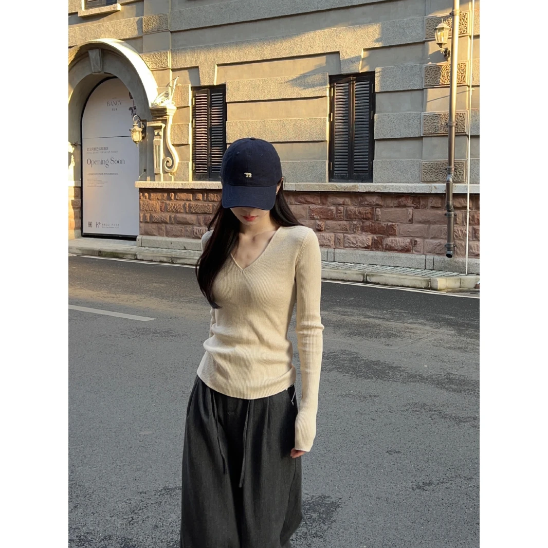 小众法式氛围感2024年秋冬新款上衣V领时尚高级感显瘦