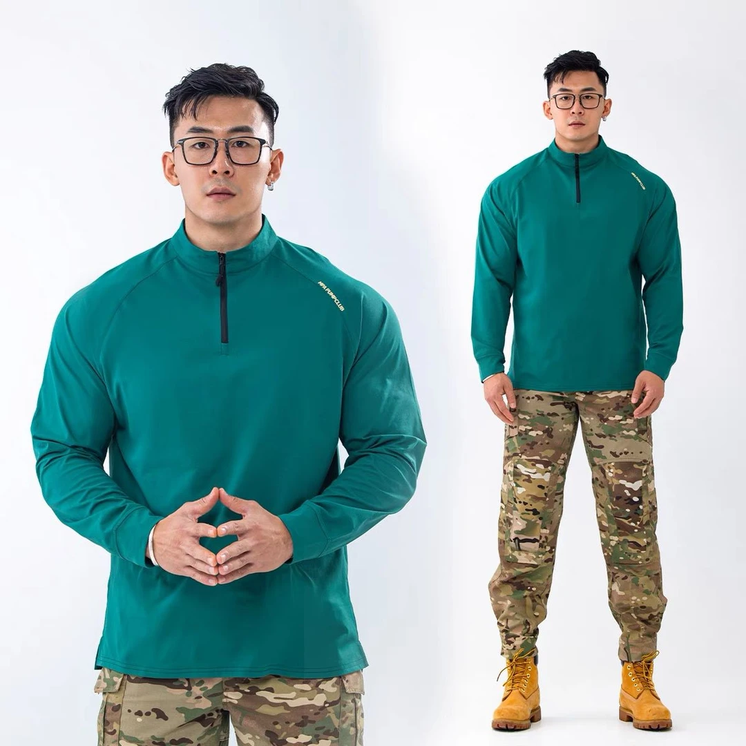 【克隆棉】潮流秋季男士半拉链圆领半门襟立领健身长袖打底长袖运动