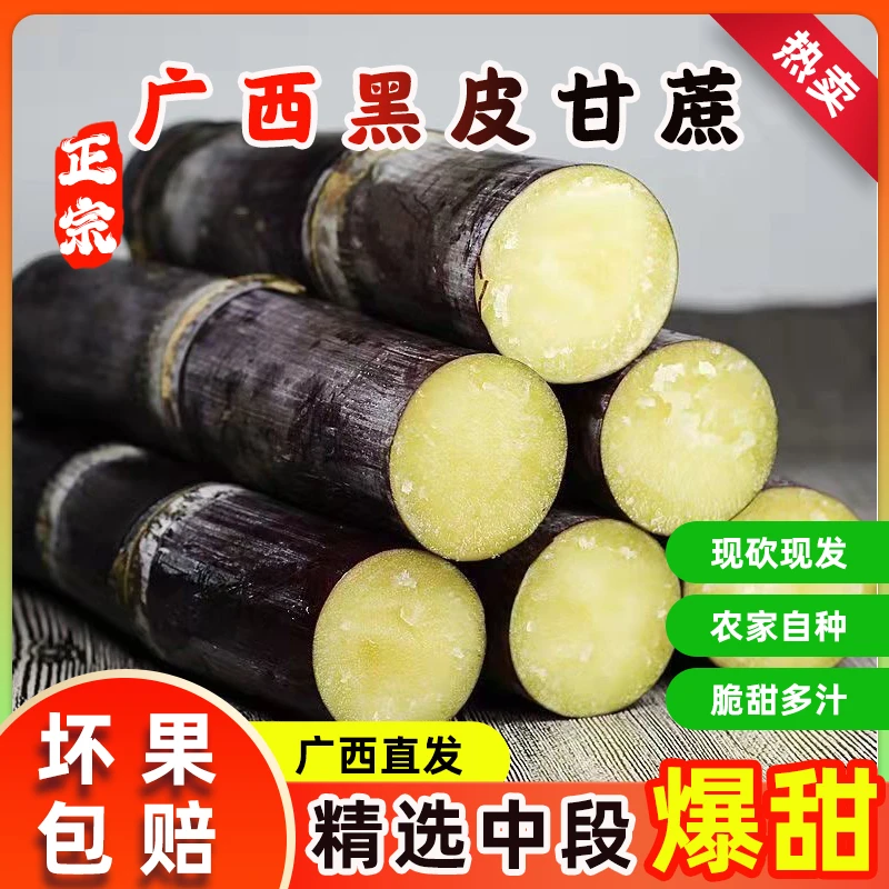 广西正宗黑皮甘蔗脆甜多汁水果甘蔗皮薄肉厚整箱包邮应季水果甘蔗