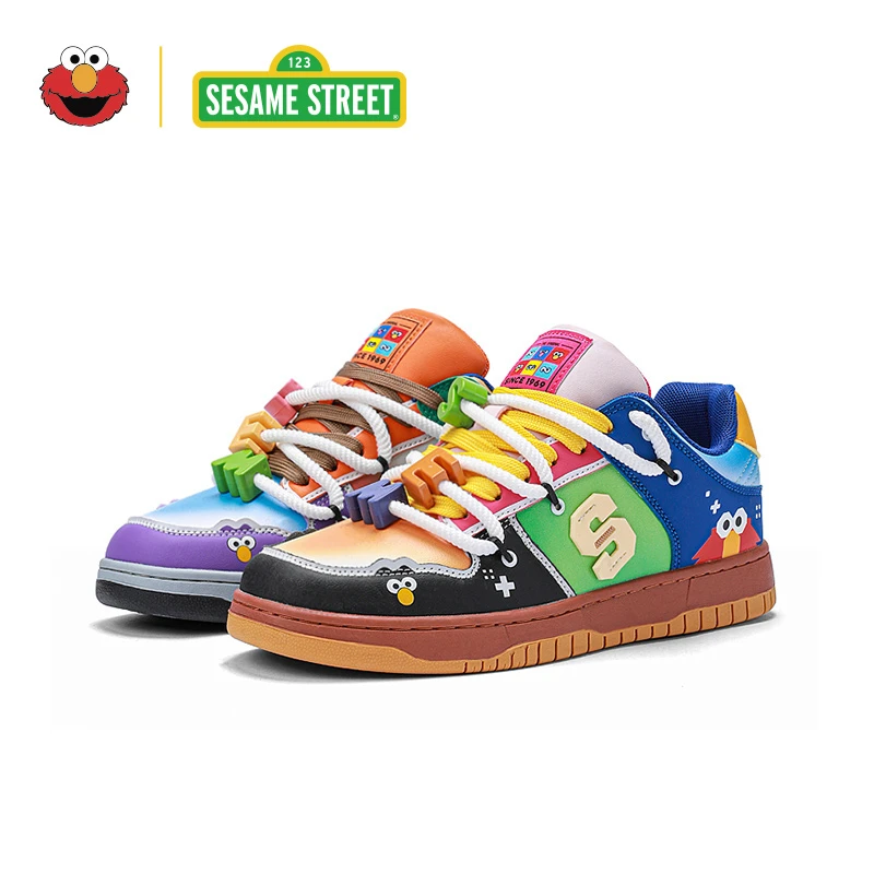 芝麻街联名鞋子夏季百搭厚底板鞋潮流运动休闲情侣面包小白鞋