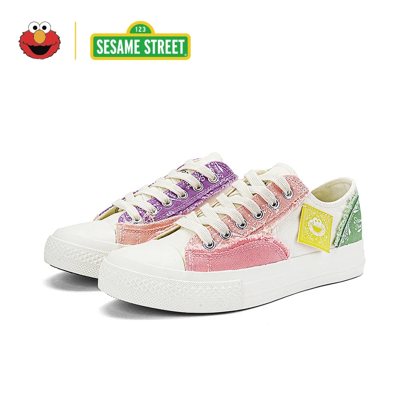 芝麻街联名鞋女鞋帆布鞋2024夏季新款透气休闲情侣鸳鸯板鞋潮