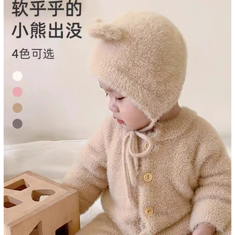 可爱连体衣婴儿秋冬衣服男女宝宝宝毛绒针织爬服新生毛衣秋季哈衣