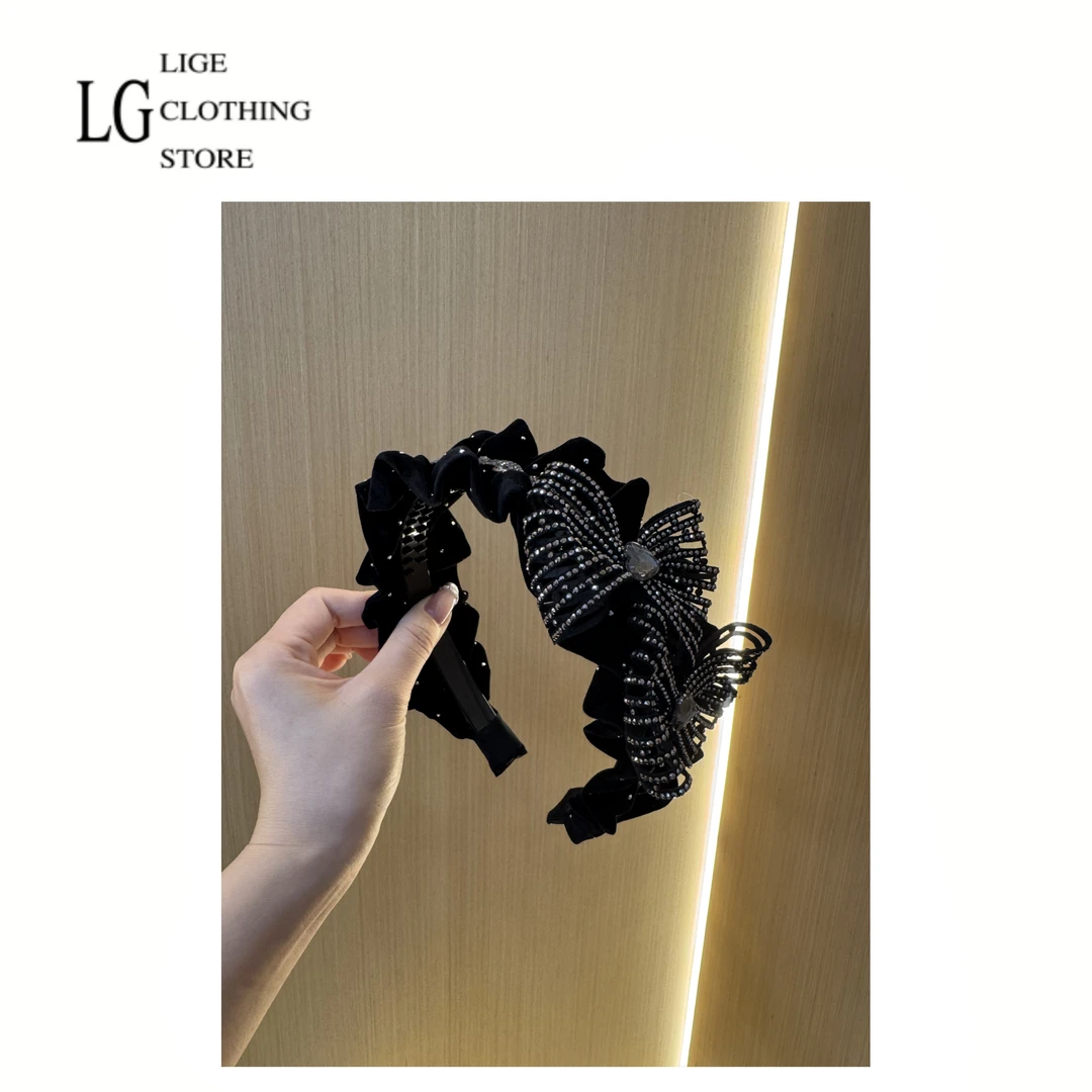 里格 原创设计【1647】时尚网纱优雅小香风丝绒气质发箍