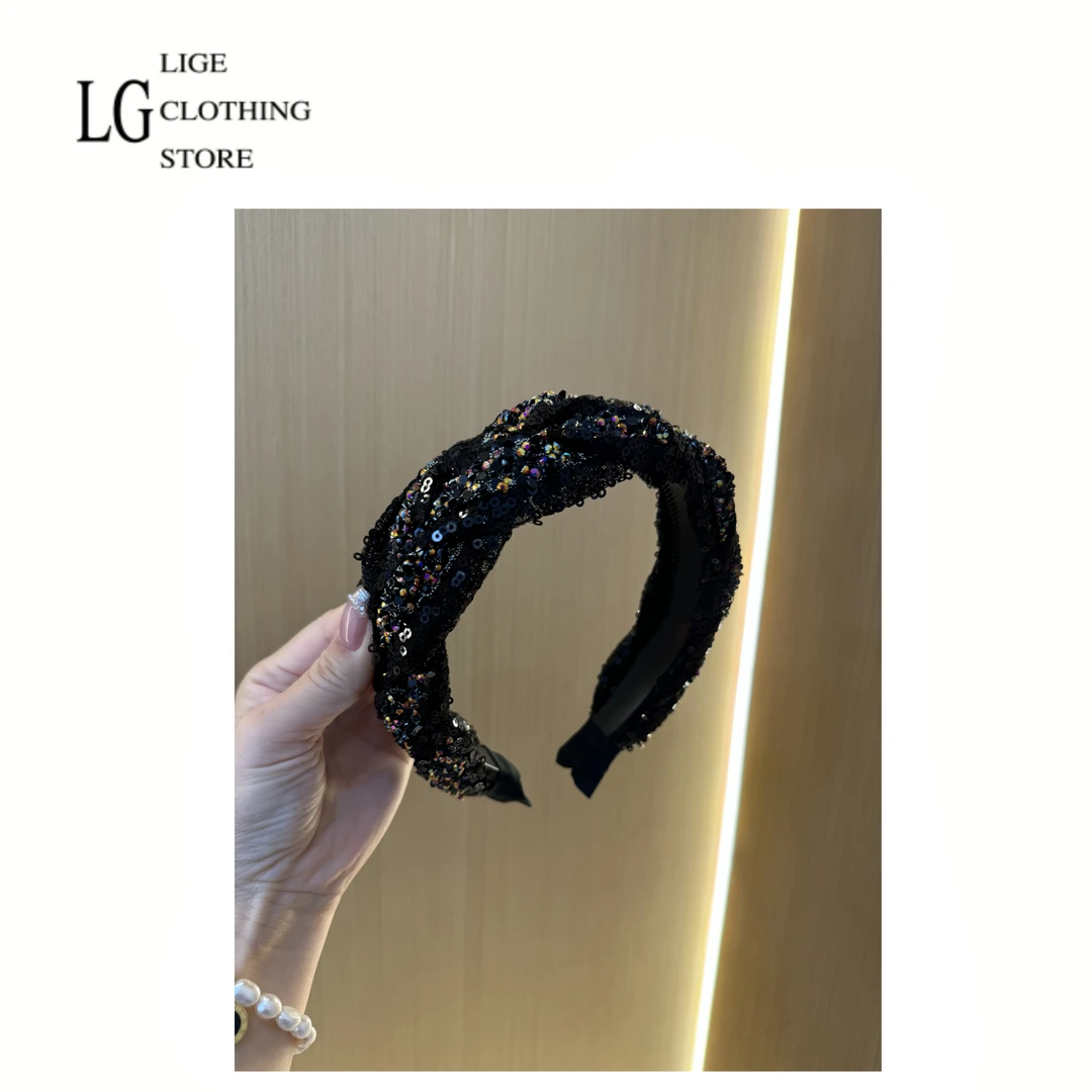 里格 原创设计【1570】复古气质时髦洋气百搭亮片设计发箍发饰