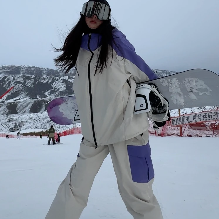 TELSON SNOW/独次者24雪季新款紫白滑雪服男女单双板防风滑雪套装