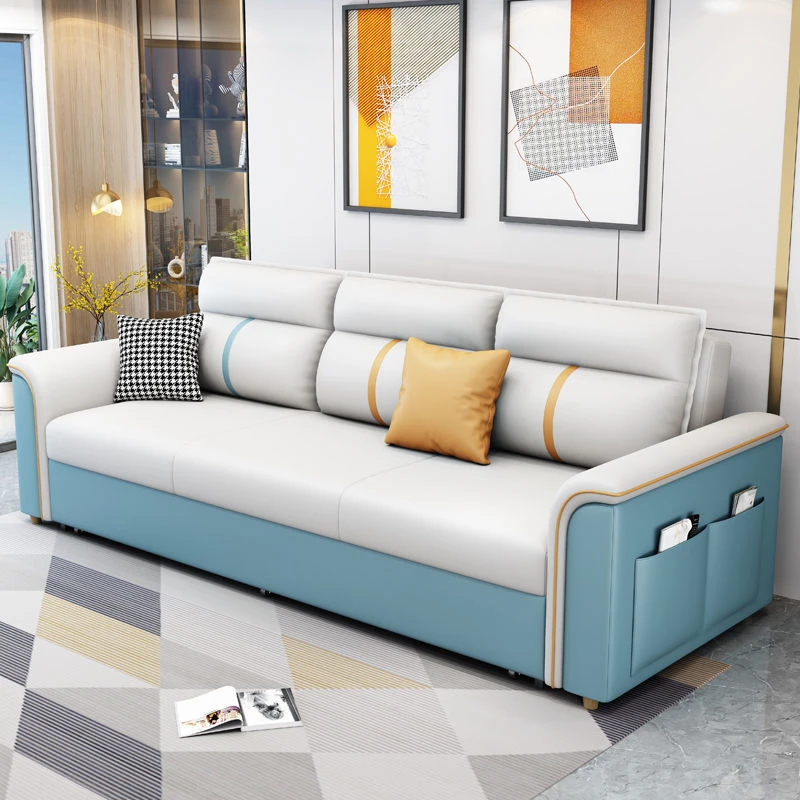 沙发床可折叠两用客厅卧室多功能推拉储物简约网红科技布沙发床