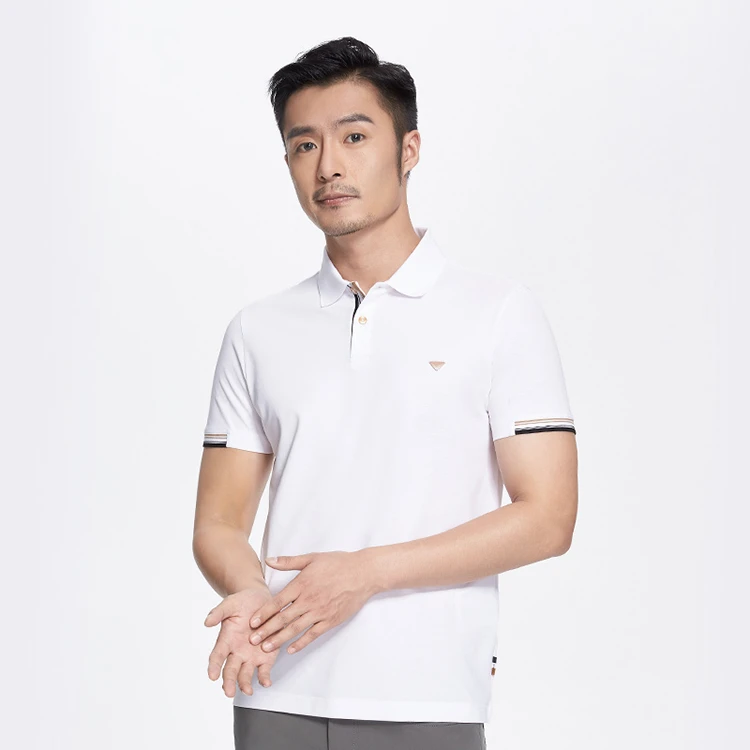 【长绒棉混纺】七匹狼POLO舒适轻盈挺阔透气双面面料细密光泽POLO