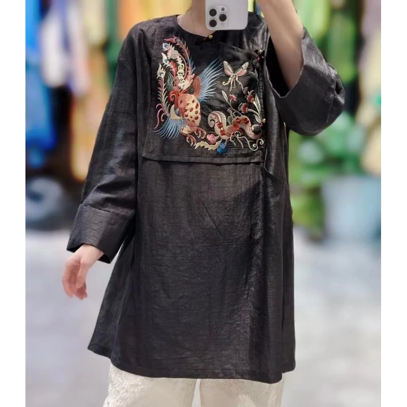 【奥兰多多&杨子家轻奢定制】国风刺绣气质上衣486024