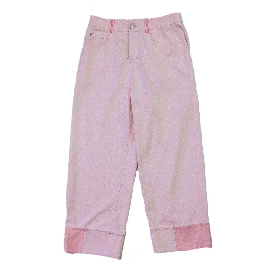 2023年女式舌头夏季时尚简约休闲直筒春夏秘书新人百搭牛仔裤