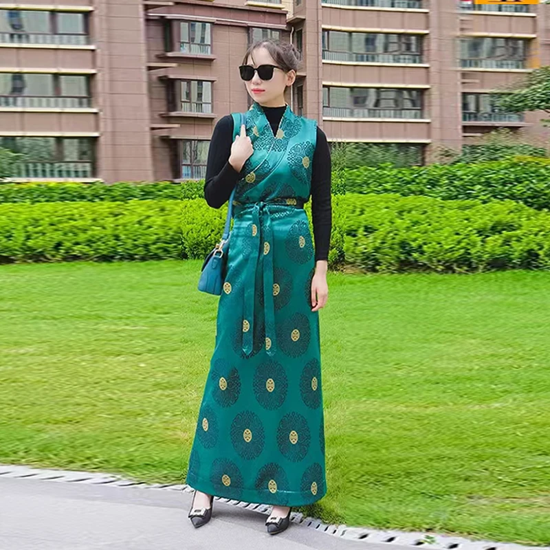 藏袍清仓丨女士藏族无袖博拉西藏服加绒连衣裙锅庄舞民族风服装