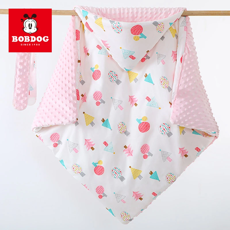 巴布豆超柔夹棉豆豆抱被（加厚）幼儿新生儿豆豆绒厚款裹被