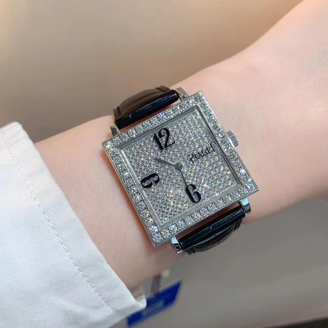 99新 Piaget/伯爵 满天星方块钻表/石英/白金/30*30mm