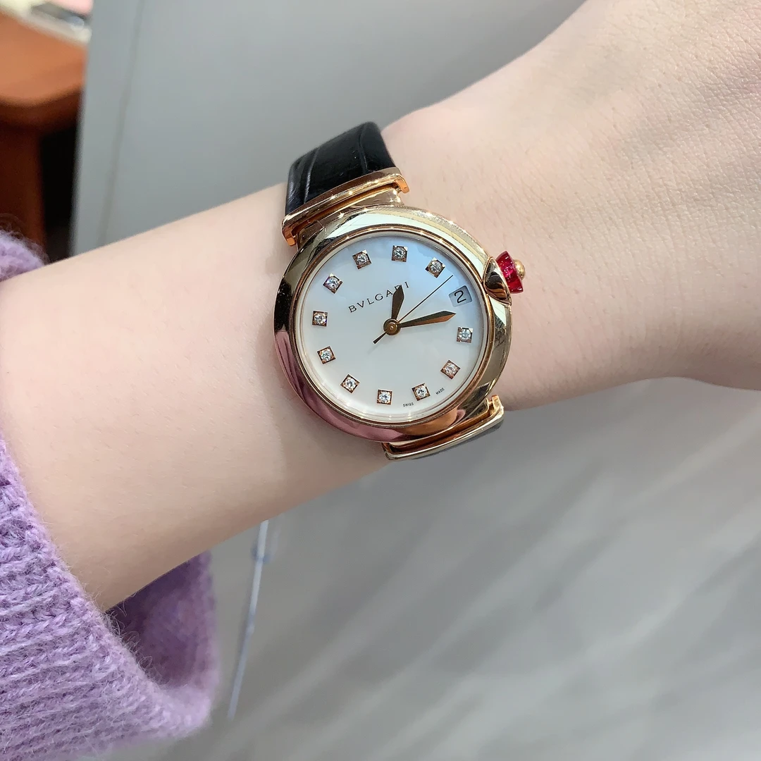 99新 BVLGARI/宝格丽 lvcea/白贝女表/表径33自动/盒