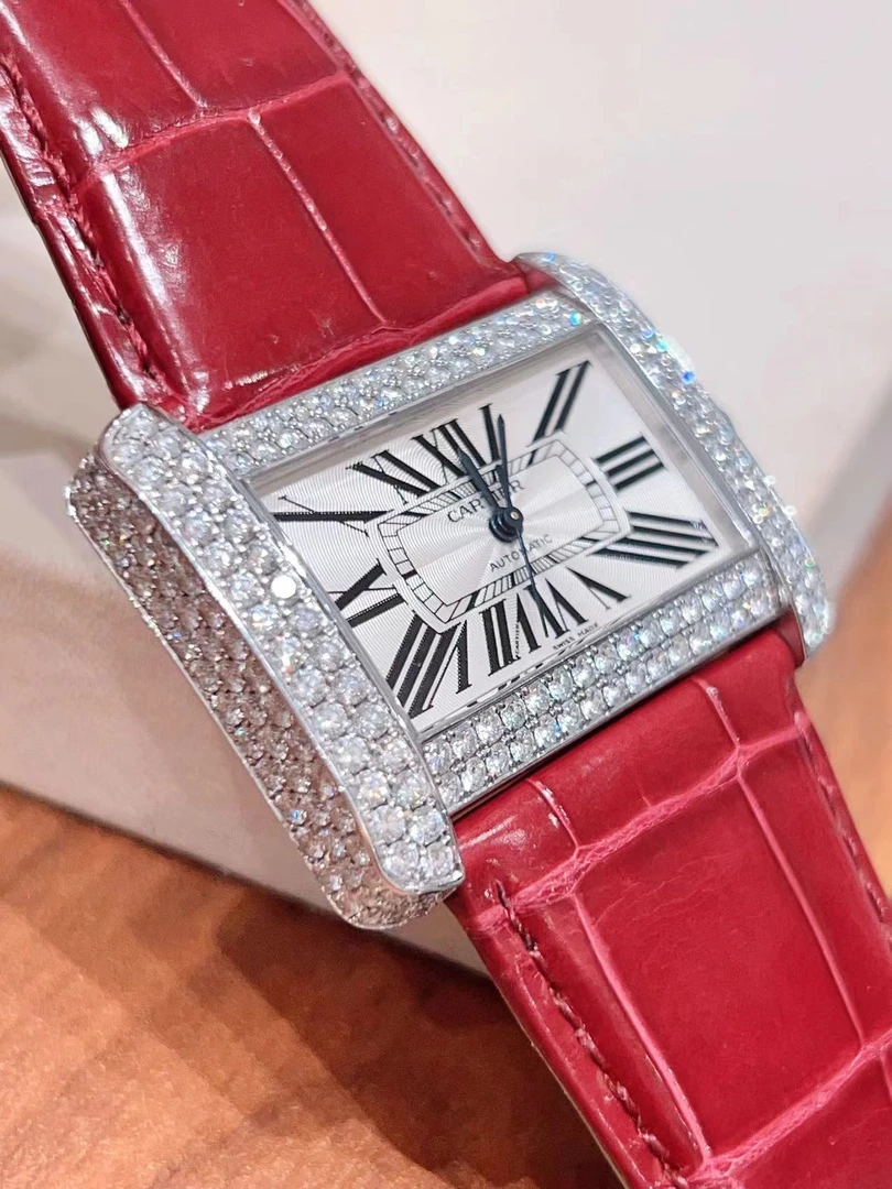 99新 Cartier/卡地亚 坦克/自动/白金/30.5*38.5女表