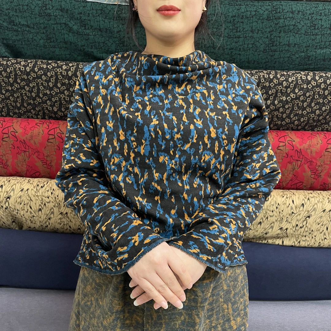 (水汐月)品质织花奥绒布料 AB面蚕丝羊绒 秋冬季保暖加绒面料