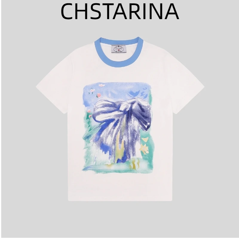 【CHSTARINA】2024新款百搭时尚T恤宽松短袖上衣