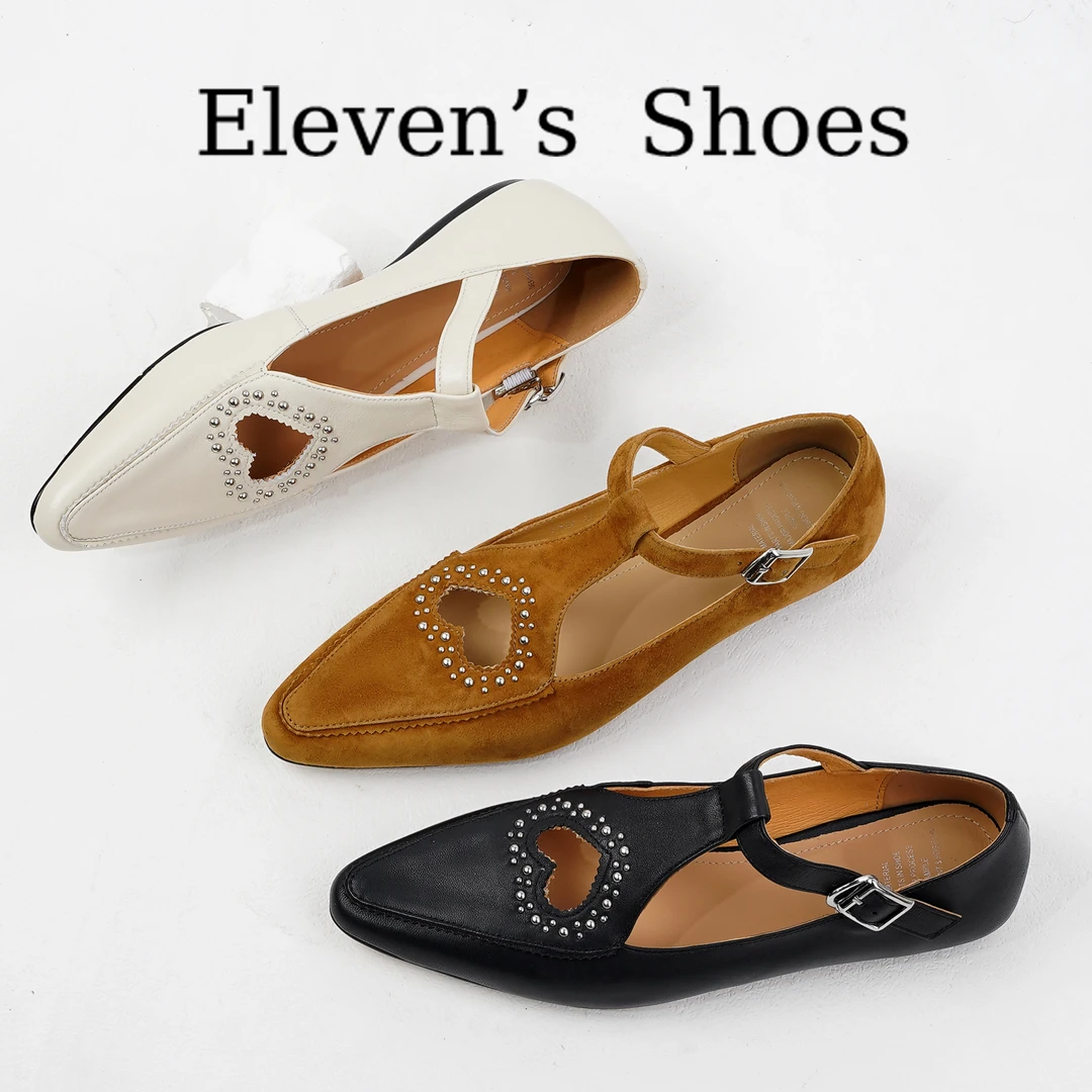 【Eleven‘shoes】巨软小羊皮爱心镂空单鞋/1CM/浪漫巴黎