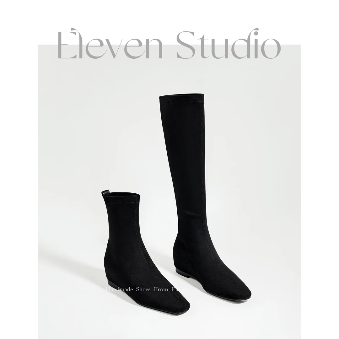 【Eleven‘shoes】3.5CM气质百搭通勤内增高短靴/周二