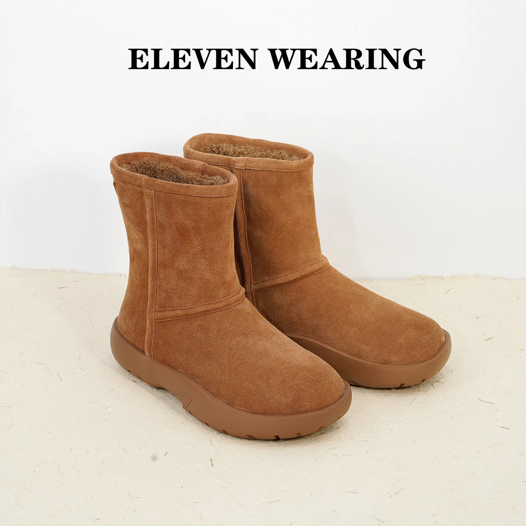 【Eleven‘shoes】冬季短筒雪地靴男女情侣款短棉靴子/5CM/笨笨