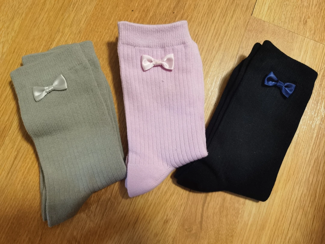 蝴蝶结学院风中筒袜