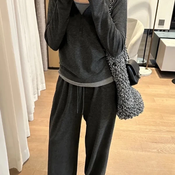 【慵懒三件套】 休闲裤+吊带+外套  可拆穿简约垂感显瘦时尚秋季