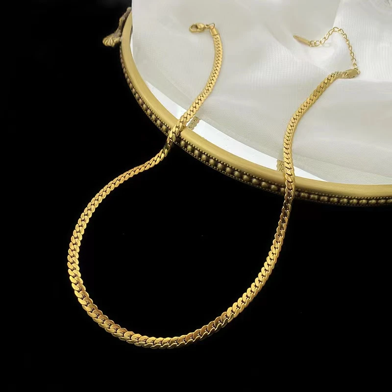 钛钢项链 时尚饰品轻奢气质简约百搭欧美个性古巴加密链项链1767