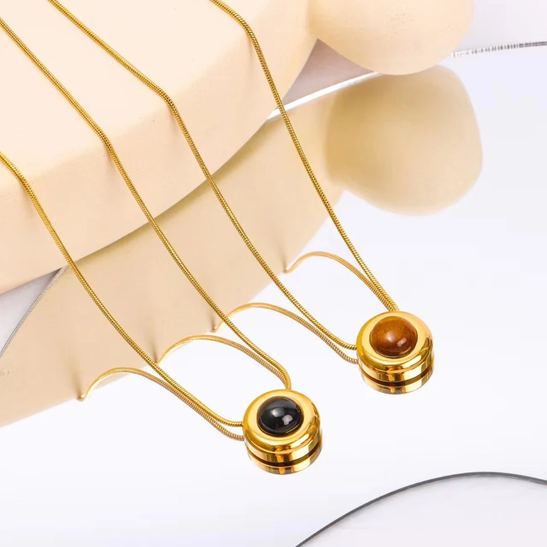 钛钢项链 时尚饰品气质简约百搭美拉德色系蛇骨链项链1672